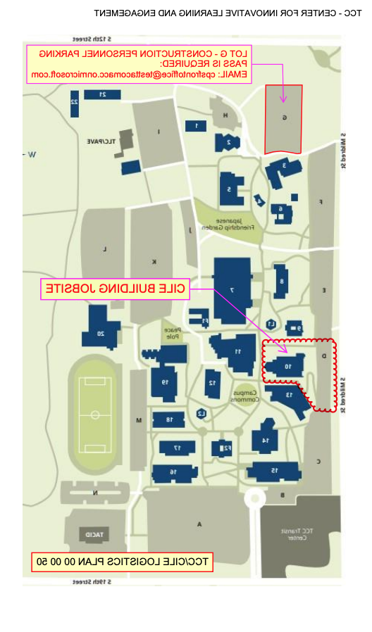 校园地图显示了新CILE大楼在现有10号楼的位置